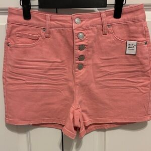 Time and Tru Pink Button-Fly Jean Shorts